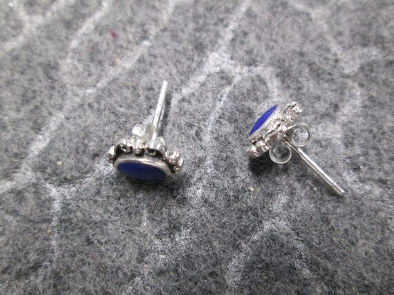 LAPIS Stud Earrings>Small Lapis and Sterling Silv… - image 3