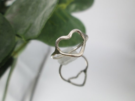 Sterling Silver Hammered HEART Ring>925 Heart rin… - image 4