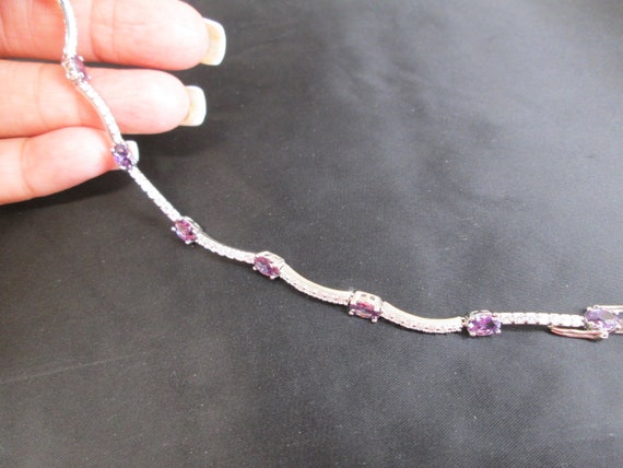 Sterling"Diamond and AMETHYST" Bracelet>Amethyst … - image 3