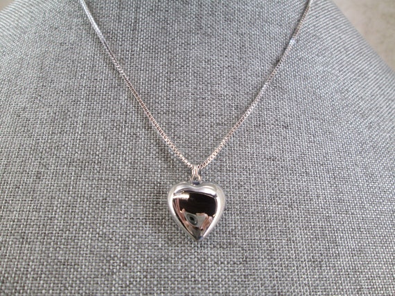 Puffed HEART Necklace>Gold or Silver Engravable H… - image 2