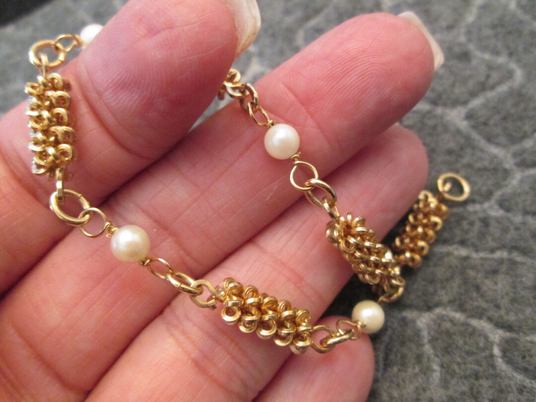 Genuine Cultured PEARL Gold Bracelet12kt.gold & Pearl Bracelet,cultured
