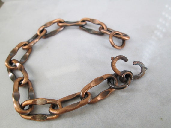 Solid Copper Bracelet>Heavy Copper Link Bracelet,… - image 4