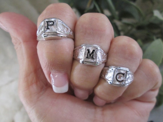 Boy's/men's 925 STERLING Silver INITIAL Ringsvarious Sizes and