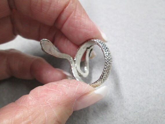 Rare Vintage 70's SNAKE Ring> Etched Silver>Great… - image 4