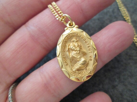 Gold Saint Christopher Medal Necklace>12ktgf. St.… - image 6