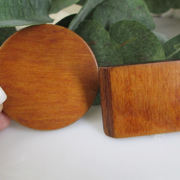 Vintage WOOD Brooch/Pin> Wood Pin,Vintage Round Pin,Rectangular Pin,Wood Jewelry,Vintage Brooch,Natural Pin,Earthy Brooch,Wood