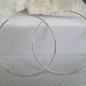 Large Sterling Hoop Earrings>925Sterling Silver Large Hoops,1.5mm X 70mm,Big Round Hoops,Silver Hoops,Endless hoops,Thin Large Hoop Earrings