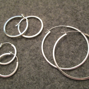 Sterling Silver HOOP Earrings>925 Post Closure Hoops>925 Sterling Hoops,925 earrings,2mm wide>Round,not Oval>Easy On/Off>Choose Your Fave!!