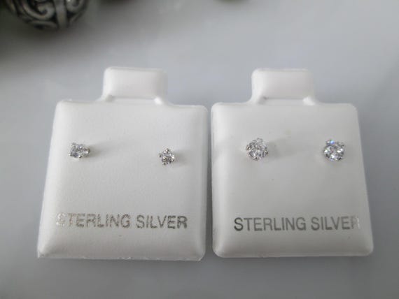 Tiny Sterling Silver CZ Stud Earrings>Children's … - image 5