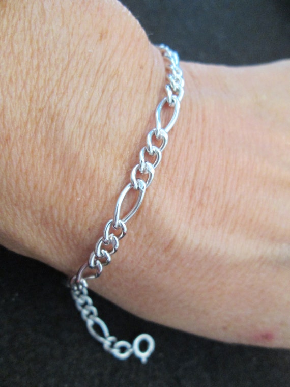 Solid 925 Sterling Silver Figaro link bracelet>925