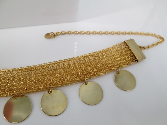 Gold MESH CHOKER/Necklace>Vintage Mesh Choker wit… - image 7