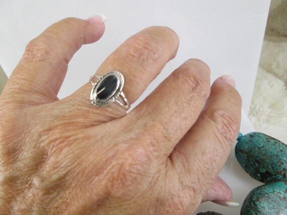 Sterling Silver ONYX Ring>925 Sterling Onyx ring,… - image 3