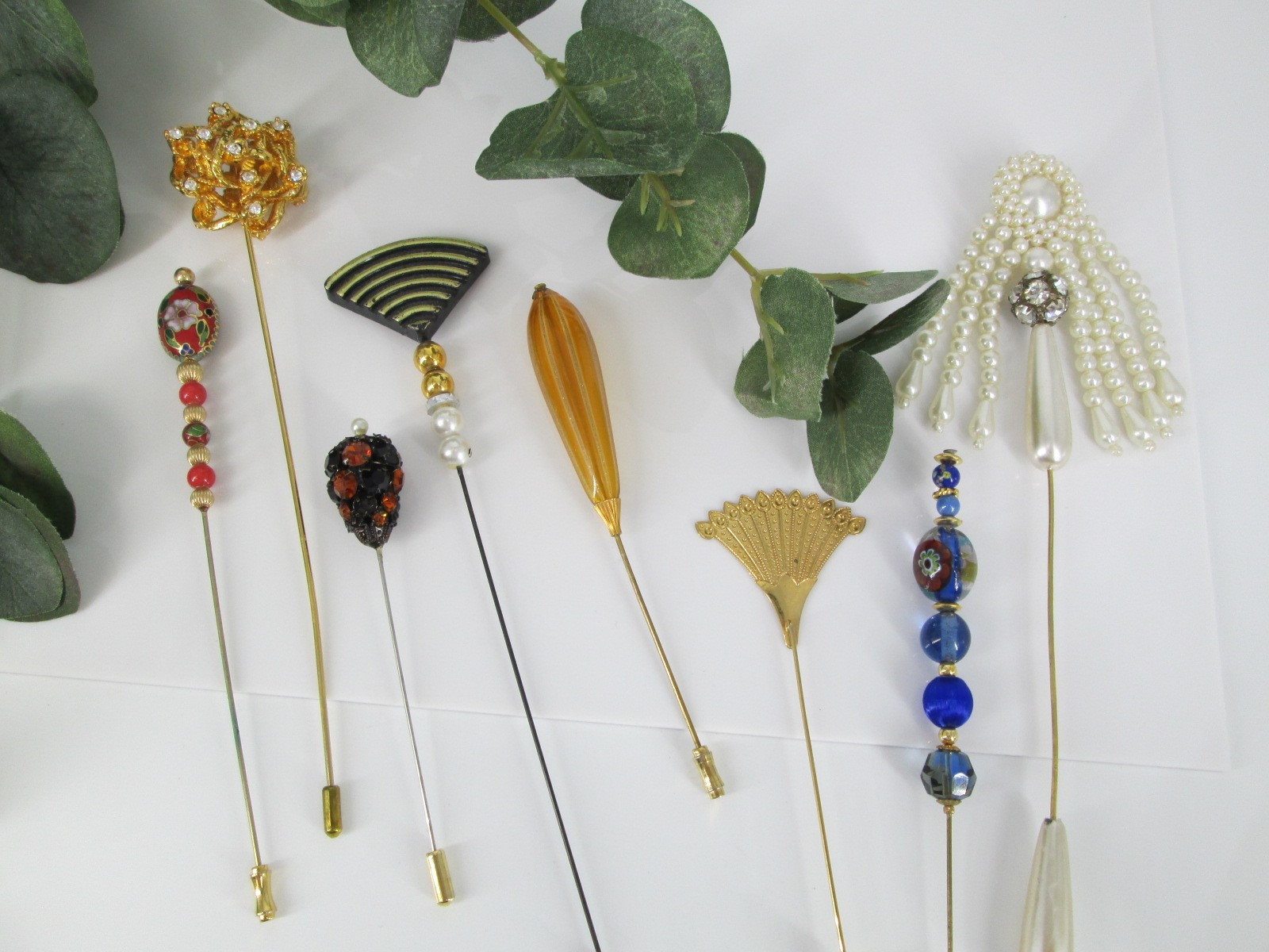 6 Authentic Vintage 1950s Millinery Chiffon/Silk Assorted Brooch/Hair/Hat Pins Original Vintage Hats for Women for sale - eBay main image 2