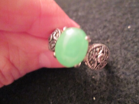 Sterling Silver Quartz Ring with Marcasite>Dainty… - image 2