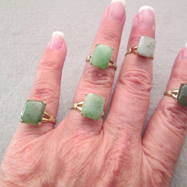 SALE>>Beautiful Vintage 60's Genuine JADE Ring> 10ktgf> Stunning> New old stock, never worn> Your CHOICE