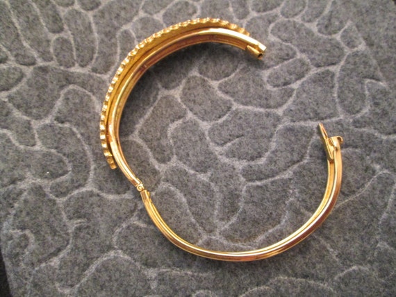 Vintage Gold Bangle Bracelet>Signed LJM hinged Go… - image 4