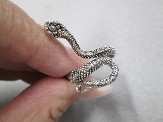 Rare Vintage 70's SNAKE Ring> Etched Silver>Great… - image 5