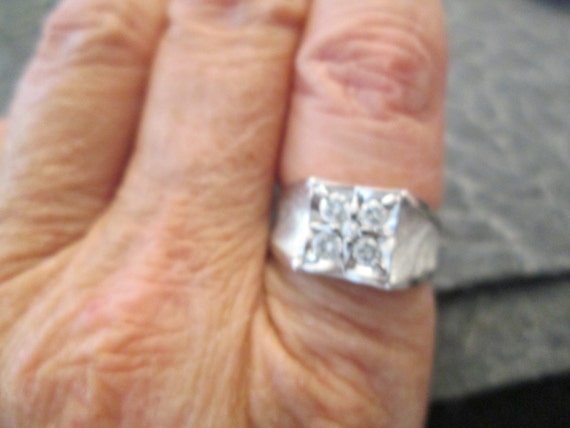 14kt.White Gold Men's Genuine DIAMOND Ring>14kt.G… - image 5