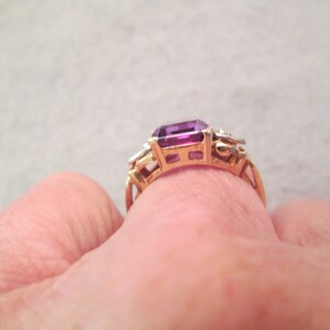 Solid 10kt.Gold Amethyst and Diamond RingAmethyst ring,10kt.Gold Amethyst ring,Birthstone ring,Amethyst jewelry,10kt.gold Amethyst ring image 4