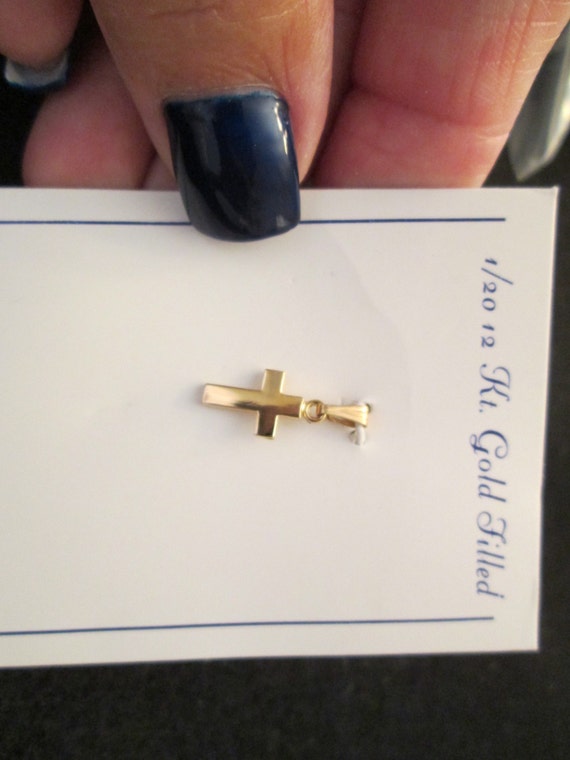 Tiny Gold Cross>Gold Cross pendant,12ktgf.Gold Cr… - image 2
