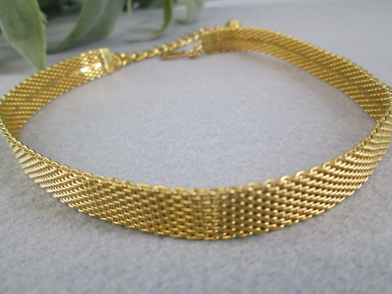 Gold MESH CHOKER/Necklace>Vintage Mesh Choker,Gol… - image 1
