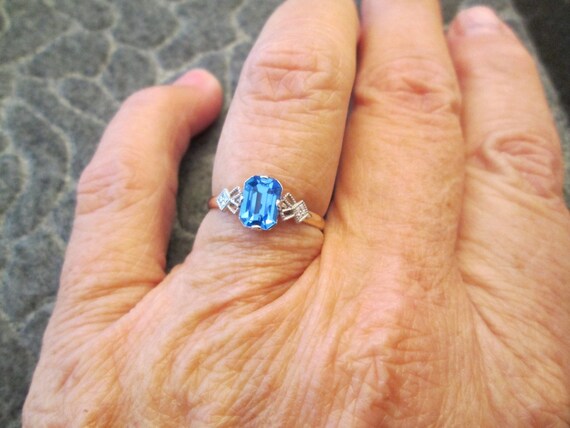 Blue Sapphire 10kt. gold filled Sterling Silver Ring>Gold ring, Sappire ring,Birthstone ring, Dainty,Vintage 1950's,New old stock,never worn