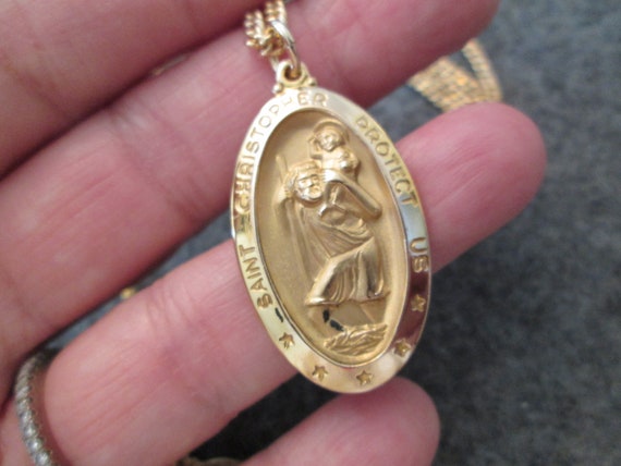 Gold Saint Christopher Medal Necklace>12ktgf. St.… - image 9