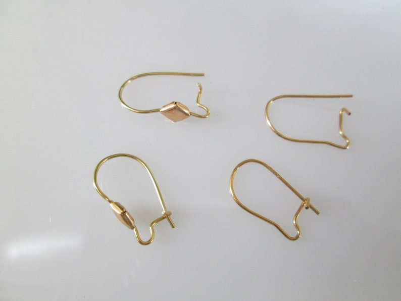 SOLID 14kt.Gold Ear Wires14kt.Gold Kidney Shape Ear Wires,Decorative Ear wires,Plain Earwires,Solid 14kt.Gold Earrings,Replacement Ear wire image 6