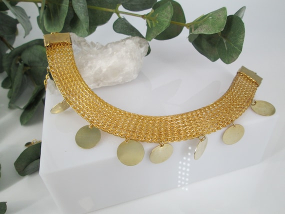 Gold MESH CHOKER/Necklace>Vintage Mesh Choker wit… - image 4