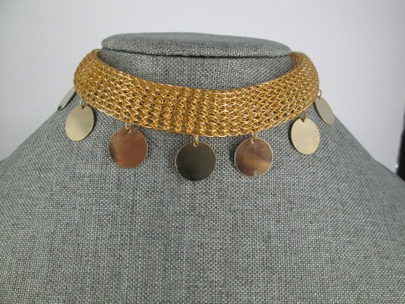 Gold MESH CHOKER/Necklace>Vintage Mesh Choker wit… - image 3