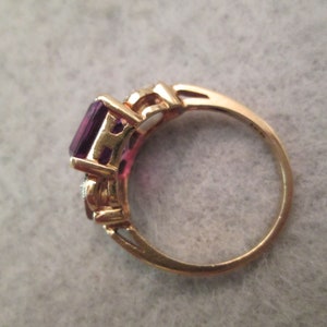 Solid 10kt.Gold Amethyst and Diamond RingAmethyst ring,10kt.Gold Amethyst ring,Birthstone ring,Amethyst jewelry,10kt.gold Amethyst ring image 7