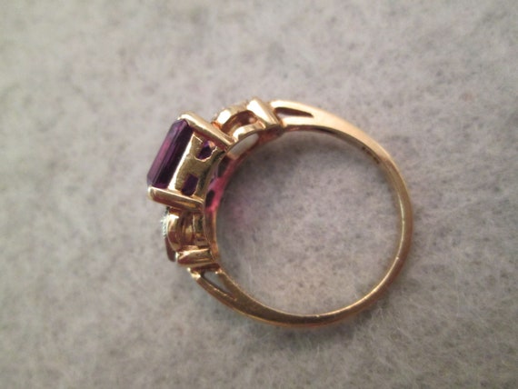 Solid 10kt.Gold Amethyst and Diamond Ring>Amethys… - image 7