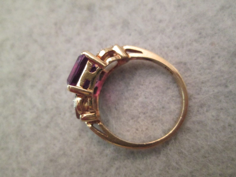 Solid 10kt.Gold Amethyst and Diamond RingAmethyst ring,10kt.Gold Amethyst ring,Birthstone ring,Amethyst jewelry,10kt.gold Amethyst ring image 7