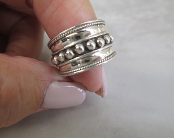 Wide Sterling Band Ring,Wide Bali Ring,925 Sterling ring,Thick band,925 Wide Band,Tribal Ring,Cigar Band, Boho Chic Jewelry, Bohemian Ring