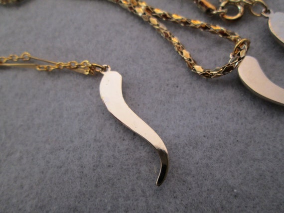 Gold Italian HORN necklace>18" or 24" long chain>… - image 6