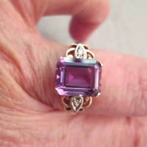 Solid 10kt.Gold Amethyst and Diamond RingAmethyst ring,10kt.Gold Amethyst ring,Birthstone ring,Amethyst jewelry,10kt.gold Amethyst ring image 2