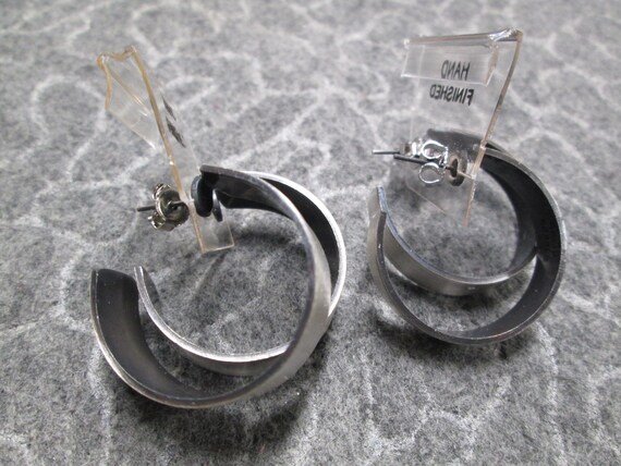 Silver Solid Copper Hoop Earrings>Hand Crafted Br… - image 4