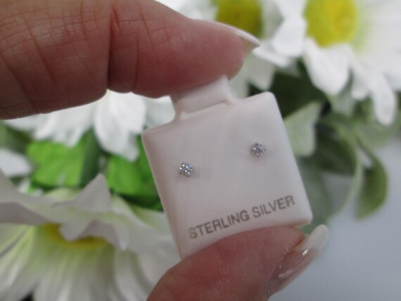 Tiny Sterling Silver CZ Stud Earrings>Children's … - image 4