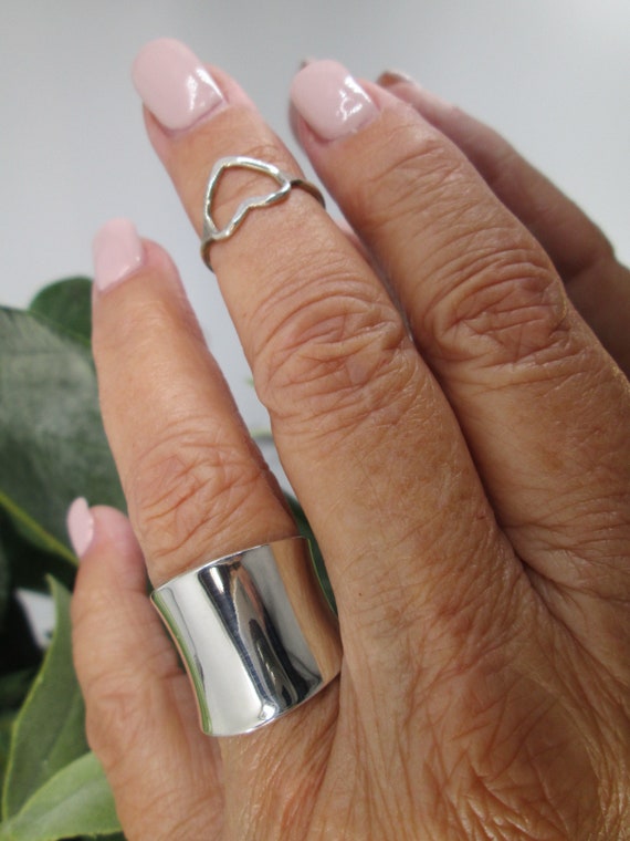 Sterling Silver Hammered HEART Ring>925 Heart rin… - image 5