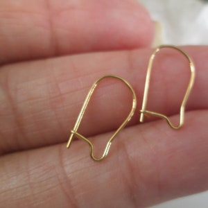 SOLID 14kt.Gold Ear Wires14kt.Gold Kidney Shape Ear Wires,Decorative Ear wires,Plain Earwires,Solid 14kt.Gold Earrings,Replacement Ear wire image 5