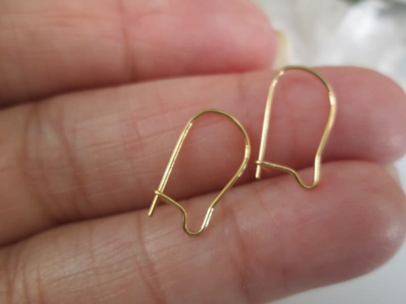 SOLID 14kt.Gold Ear Wires14kt.Gold Kidney Shape Ear Wires,Decorative Ear wires,Plain Earwires,Solid 14kt.Gold Earrings,Replacement Ear wire image 5