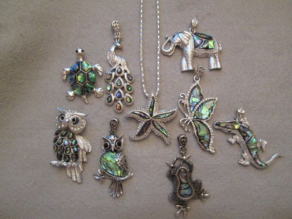 Abalone Shell Pendants>Silver & Abalone Pendant,B… - image 1