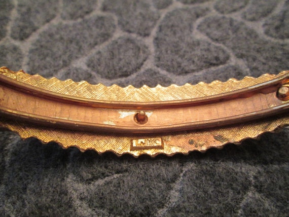 Vintage Gold Bangle Bracelet>Signed LJM hinged Go… - image 5