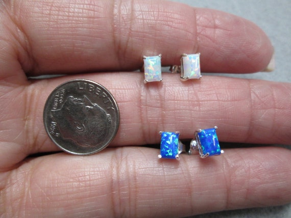 Dainty OPAL Stud Earrings>Sterling Silver Emerald… - image 6