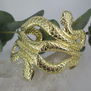 Gold SNAKE Cuff Bracelet>Vintage Gold Snake Bracelet,Snake Cuff,2 Headed Snake Cuff Bracelet,Python Cuff,Serpent Bracelet,Gold Cuff Bracelet