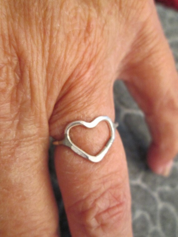 Sterling Silver Hammered HEART Ring>925 Heart rin… - image 2