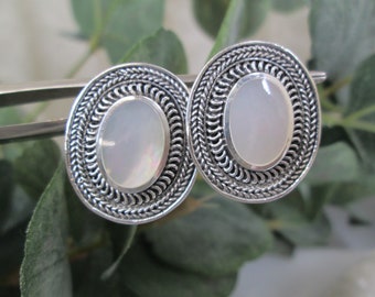 Mother of Pearl Earrings>Sterling Genuine Mother of Pearl Earrings,925 Silver Stud Earrings,Mother of Pearl Earrings,Pearls,Bali Styling