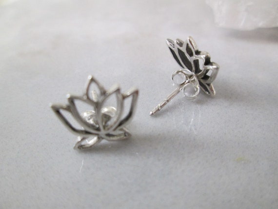 Lotus Flower earrings>925 Sterling Lotus Blossom … - image 3