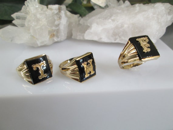 Solid 10kt.Gold Initial Ring>Men's 10kt.Gold Sign… - image 5