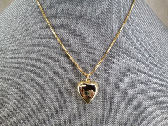 Puffed HEART Necklace>Gold or Silver Engravable H… - image 3